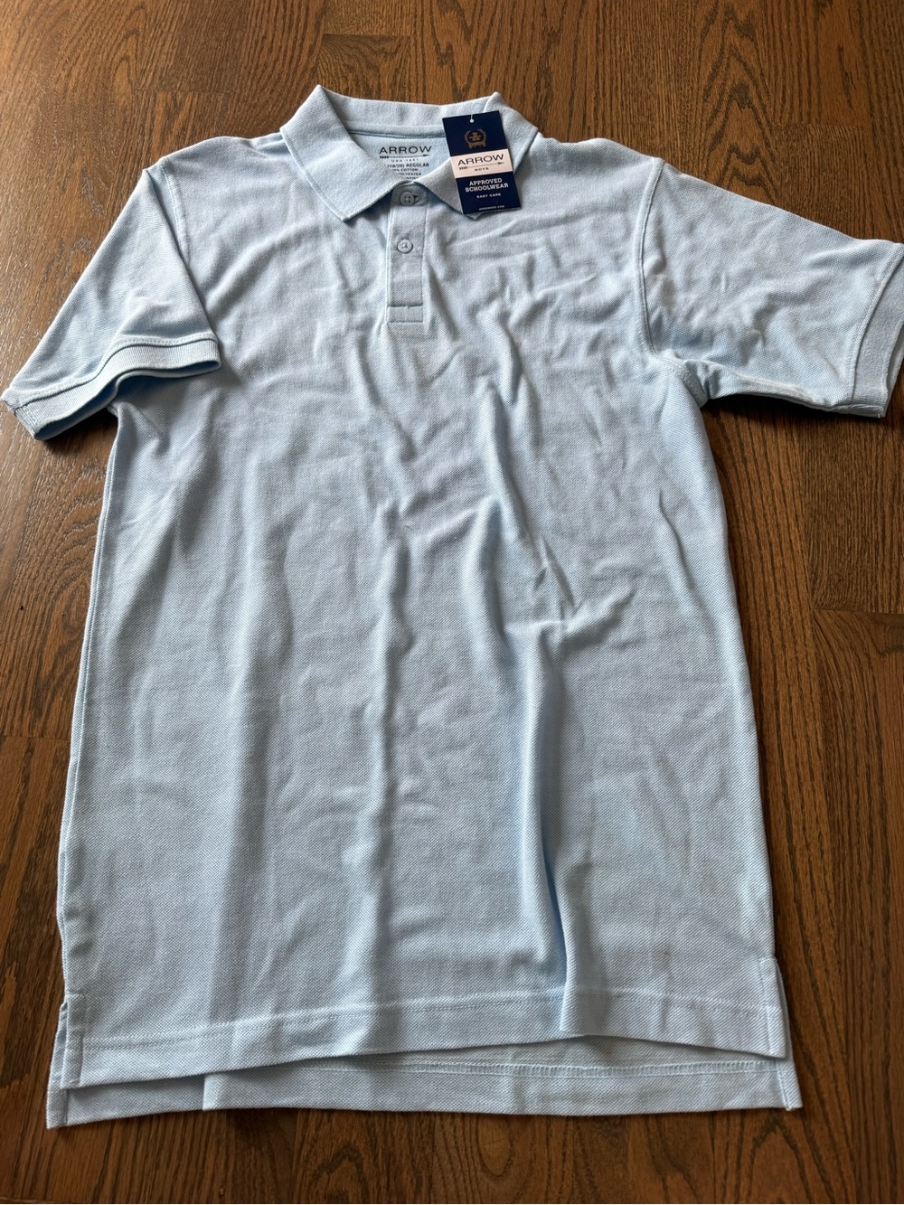 NWT boys Arrow Light Blue Pique Polo Shirt approved schoolwear uniform size XL